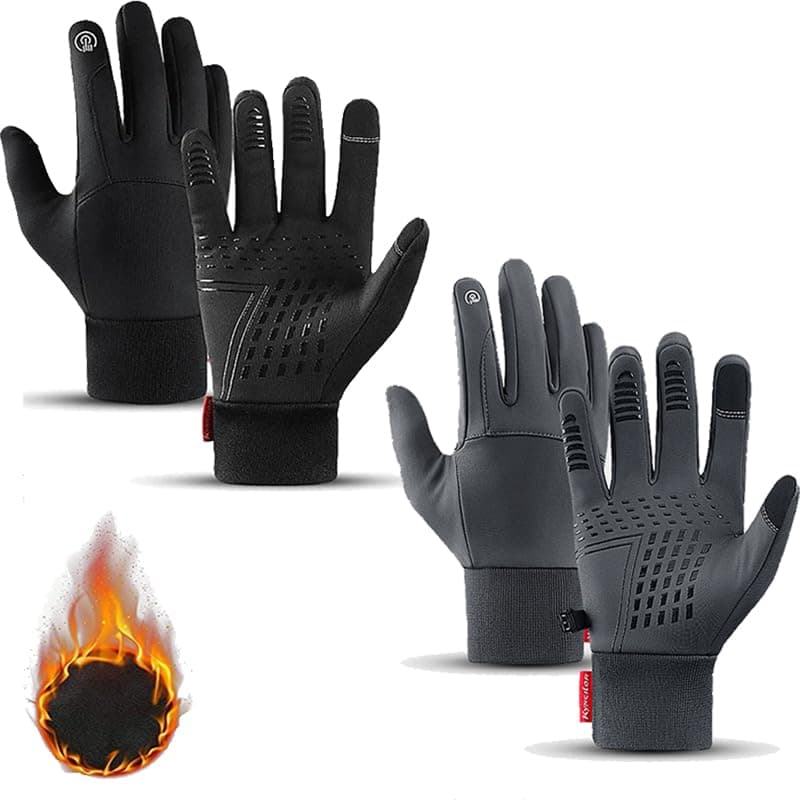 Disayu Premium Winter Thermal Gloves 2025 Waterproof — 1pairs Black+1pairs Grey