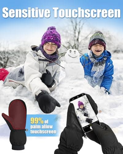 RIGWARL 10℉ Kids Ski Mittens Waterproof Anti-Slip Windproof