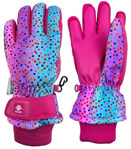 N'Ice Caps Kids' Waterproof Winter Warm Thinsulate Gloves — Fuchsia/Purple Dots