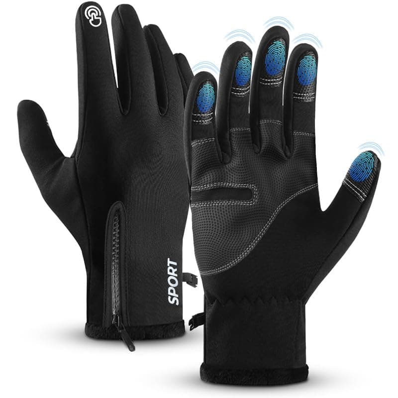 AURUZA Winter Windproof Touch Screen Cycling Gloves — Black