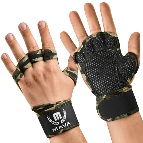 MAVA Padding Weight Lifting Gloves with Wrist Support for Men & Women — Yellow Camo