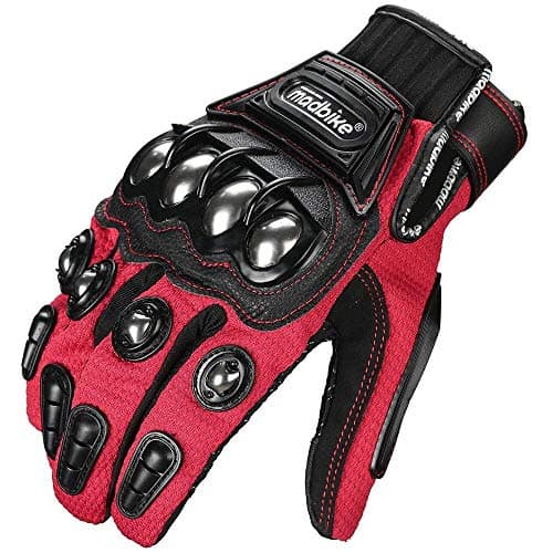 ILM Alloy Steel Touchscreen Motorcycle Racing Glove — Red