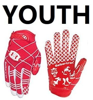 Seibertron Pro 3.0 Elite Ultra-Stick Sports Glove Football Gloves — Youth Size Red