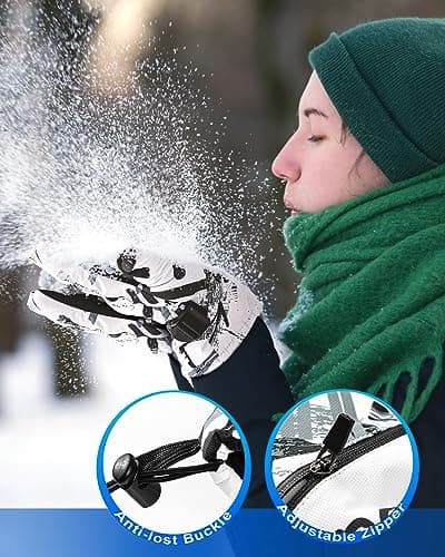 TOBEHIGHER Men's 5-Finger Touchscreen Winter Ski Gloves, Waterproof Snowboarding