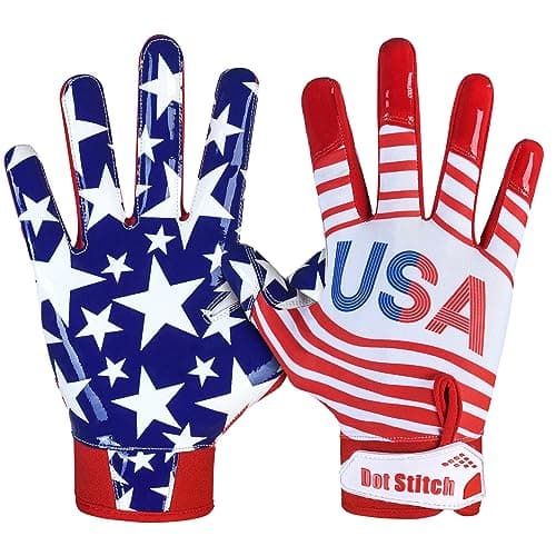 Sticky Grip USA Flag Football Gloves for Kids & Adults