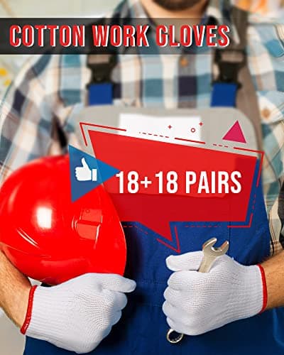 Satinior 36 Pair White Cotton BBQ Gloves Men Women Safety Protection