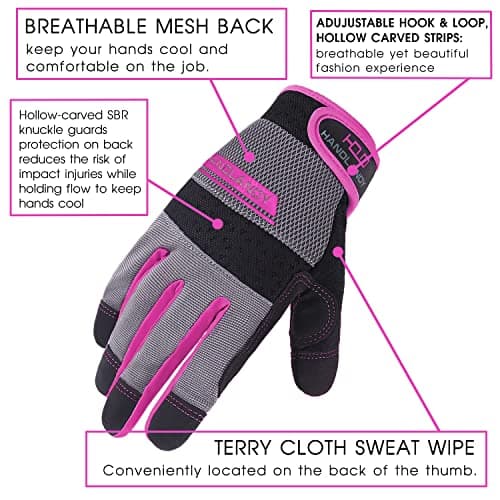 AIGEVTURE Women's Breathable Touch Screen Gloves, Pink, Large