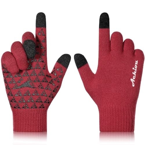 Achiou Winter Gloves for Men & Women - Touch Screen Compatible Warm Running Gloves — Red