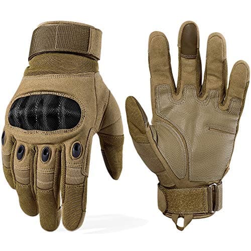 Tactical Touchscreen Gloves for Men: WTACTFUL Motorcycle Paintball — Full Finger Brown