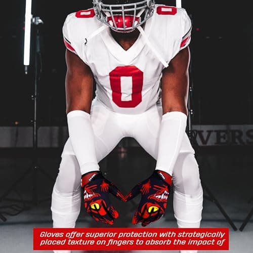 Crimson Pro Ball Feel Football Gloves for Youth & Men | Top Notch Receiver Gloves