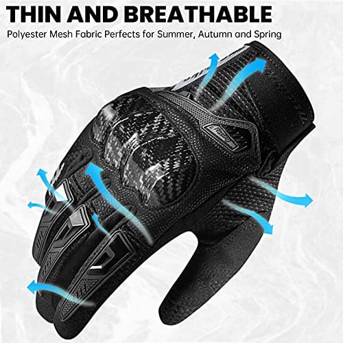Touchscreen Motorcycle Gloves for Men & Women - Carbon Fiber Knuckles MD66