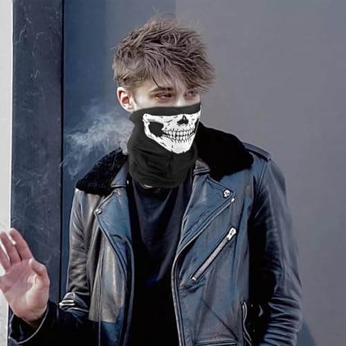 Villorem Full Finger Skeleton Gloves & Skull Mask for Halloween Party