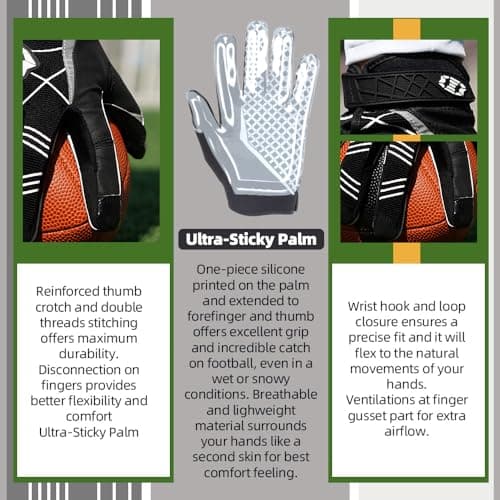 Seibertron Pro 3.0 Elite Ultra-Stick Sports Glove Football Gloves