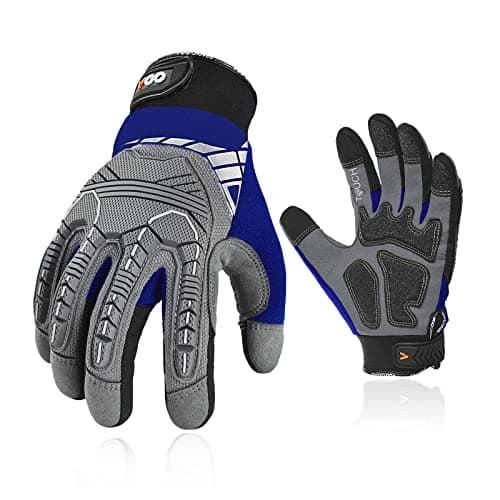 Vgo 3-Pairs Heavy Duty Synthetic Leather Mechanic Gloves, Size L, Black — Blue-regular