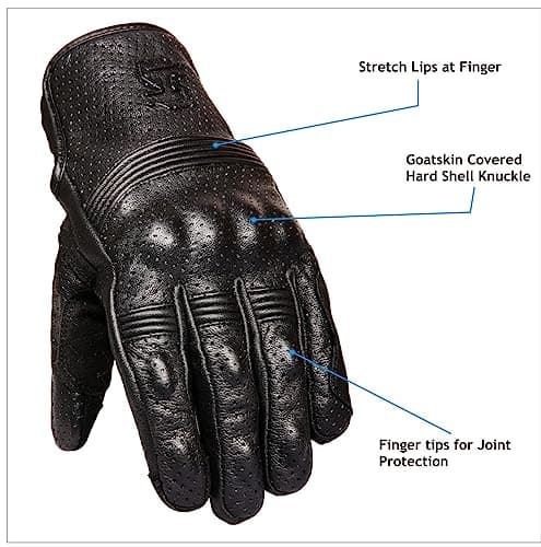 Goatskin Perforated Touchscreen Gloves for Motorcycle Riding (XL)