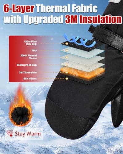 RIGWARL 2-in-1 Waterproof Ski Mittens with Glove Liners, XX-Large