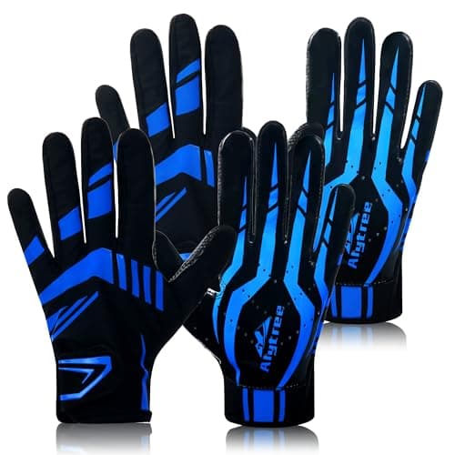 Children's No-Slip Football Gloves, Enhanced Silicone, Adjustable Fit (Blue-Black M/L) — Blue-Black 2pcs