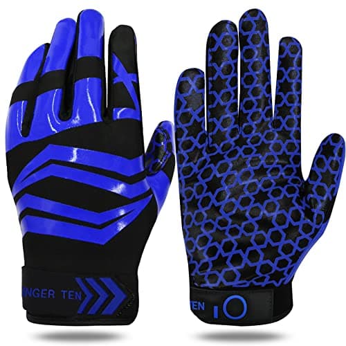 Non-Slip Silicone Football Gloves for Adults & Youth Lightweight Flexible Receiver Gloves — Blue