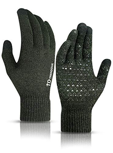 TRENDOUX Winter Gloves for Men & Women - Touch Screen Cold Weather Thermal Knit Gloves — Midnight Green