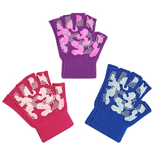 Evridwear Kids' Touchscreen Winter Warm Fingerless Gloves, 3 Pairs — Girl Camo