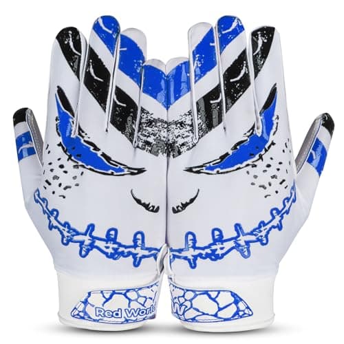RED WORLD Football Gloves for Youth and Adult, Sticky Receiver Gloves — Blue