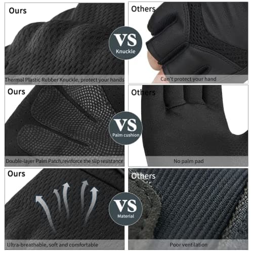 OOPOR Men's & Women's Fingerless Cycling Gloves - Black