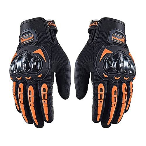 Men's & Women's Full Finger Touchscreen Motorcycle Gloves L, Red - Mountain Dirt Bike MTB — Orange