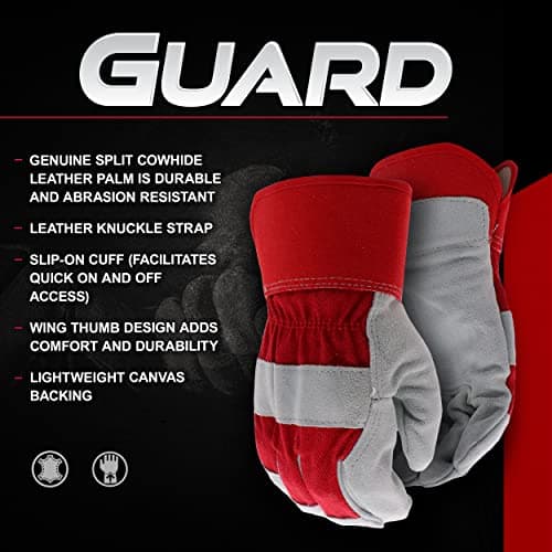 BOSS Men's Guard Split Cowhide Leather Palm Work Gloves