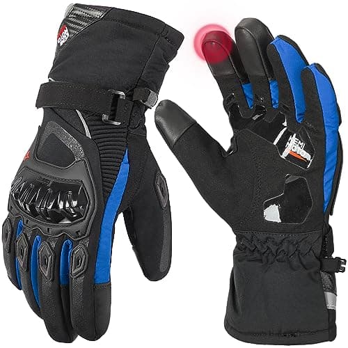 KEMIMOTO Winter Riding Gloves, Rainproof Touchscreen Compatible for ATV, UTV, Snowmobile — Blue
