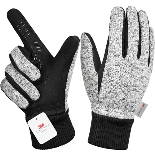 MOREOK Winter Gloves -10°F 3M Thinsulate Touch Screen Ski Bike Gloves — GRAY