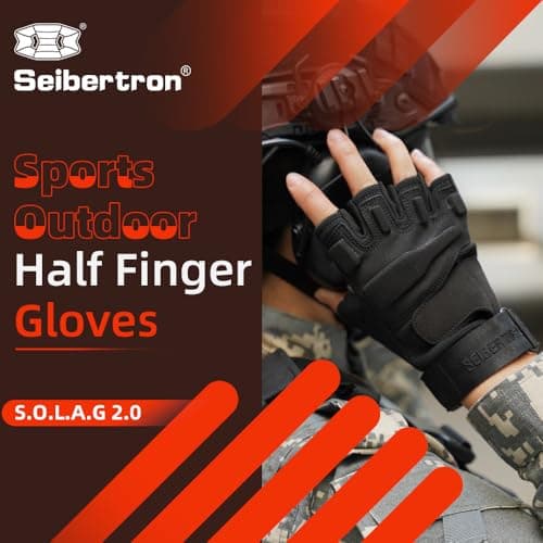 Seibertron Tactical Fingerless Gloves for Men & Women XXS-XXL