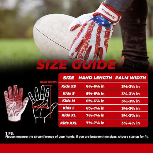 HANDLANDY Sticky Wide Receiver Gloves for Youth Football Players