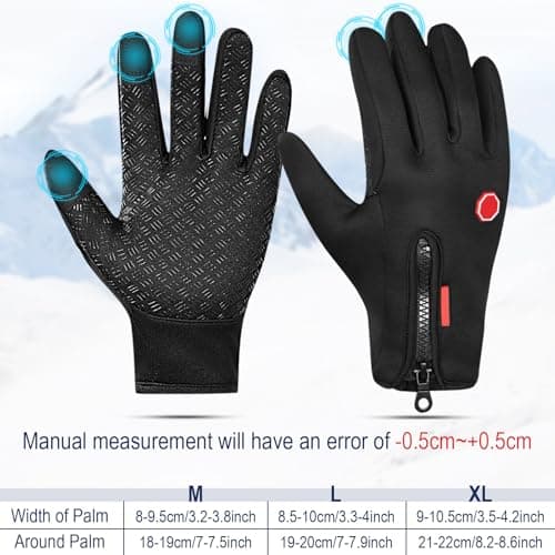 Zhanmai 3-Pair Outdoor Winter Touchscreen Gloves for Men & Women Windproof Waterproof Thermal