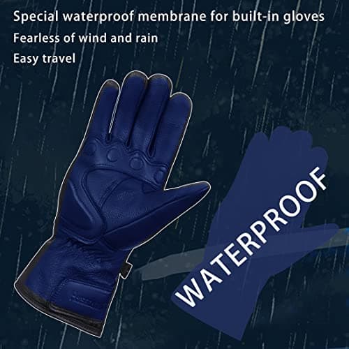 Harssidanzar Men's Winter Motorcycle Gloves, Genuine Leather Touchscreen Thinsulate Lined Black Size L