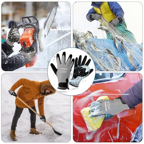 NATURALRISE 100% Waterproof Gloves, Men & Women, Winter Work Gloves, Grey X-Large