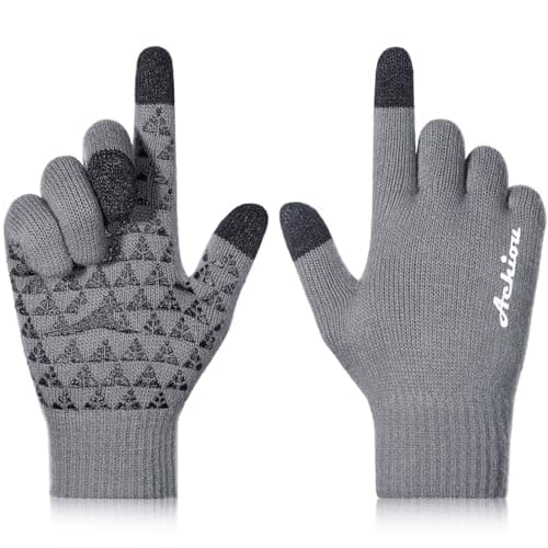 Achiou Winter Gloves for Men & Women - Touch Screen Compatible Warm Running Gloves — Frost Gray