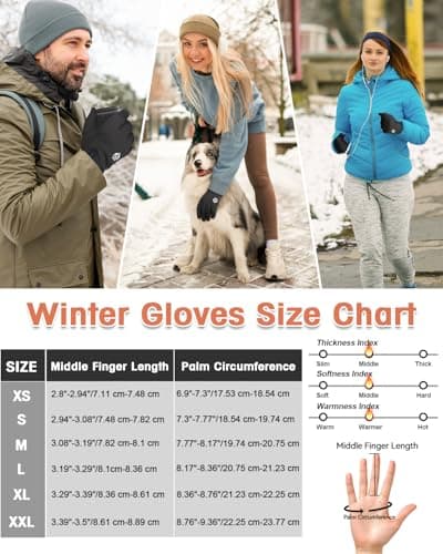 Winter Thermal Waterproof Touchscreen Gloves for Men and Women with Zippered Wrist