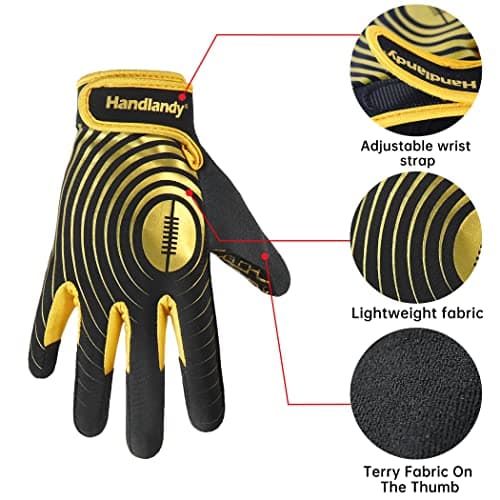 HANDLANDY Men's Hot Pink Stretch Football Gloves - Wide Receiver Grip