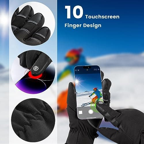 Pleneal Winter Ski Gloves Windproof Waterproof Touchscreen Anti-Slip Warm