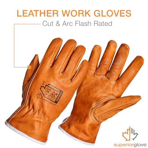 Endura Safety 378GOBKL Arc Flash Gloves - Goat Grain Leather, Water Resistant, Cut Resistant Protection, Medium (1 Pair)