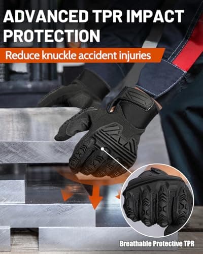 Impact Gloves for Men and Women with TPR Protector, Heavy Duty Work Gloves for Gardening and Construction