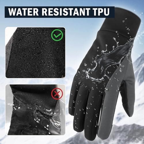 OZERO Winter Touchscreen Gloves for Men: Warm, Windproof, Water Resistant Running & Hiking Gloves