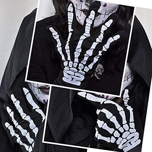Joy Join Skeleton Gloves for Halloween Costumes Black