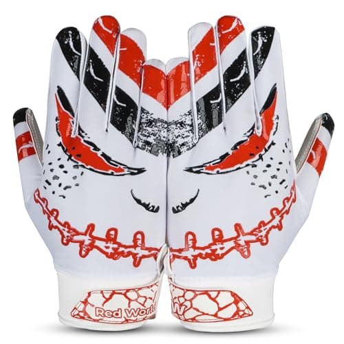 RED WORLD Football Gloves for Youth and Adult, Sticky Receiver Gloves — Red