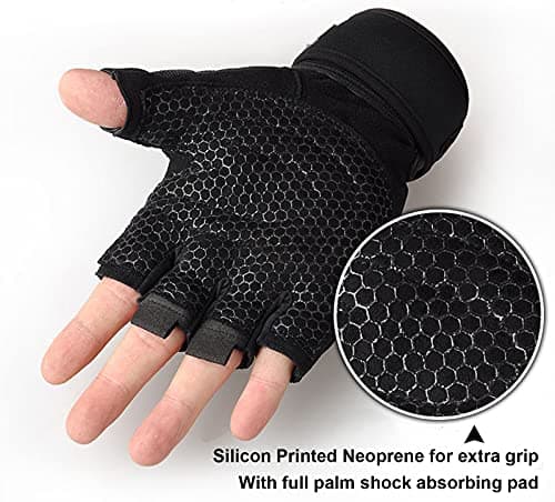 Men's Workout Gloves with Wrist Wraps for Full Palm Protection