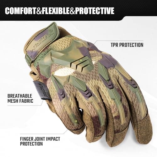 TACTICAL RUBBER GUARDS FOR MEN, BREATHABLE & TOUCHSCREEN CAPABLE Outdoor Gloves
