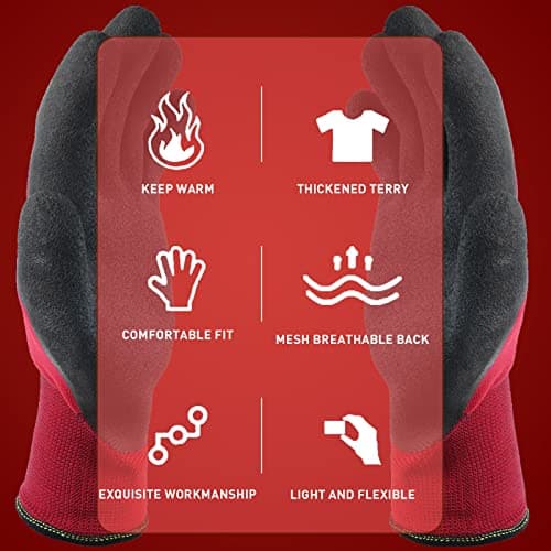 LOCCEF Winter Work Gloves for Men and Women, Freezer Grade Thermal Insulated Grip