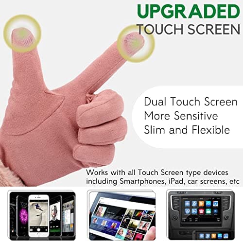 Thermal Touch Screen Gloves for Men & Women (Pink, One Size)
