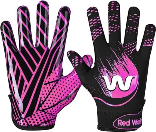 RED WORLD Sticky Football Gloves for Youth and Adults — Pink