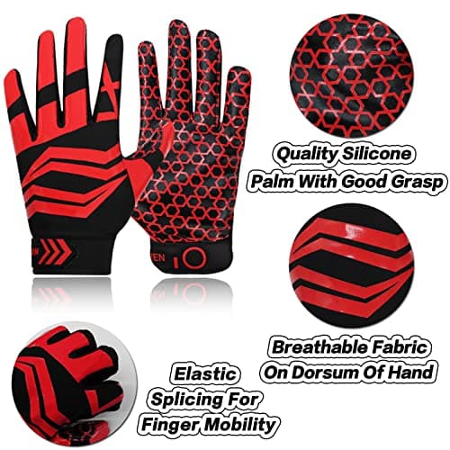 Non-Slip Silicone Football Gloves for Adults & Youth Lightweight Flexible Receiver Gloves